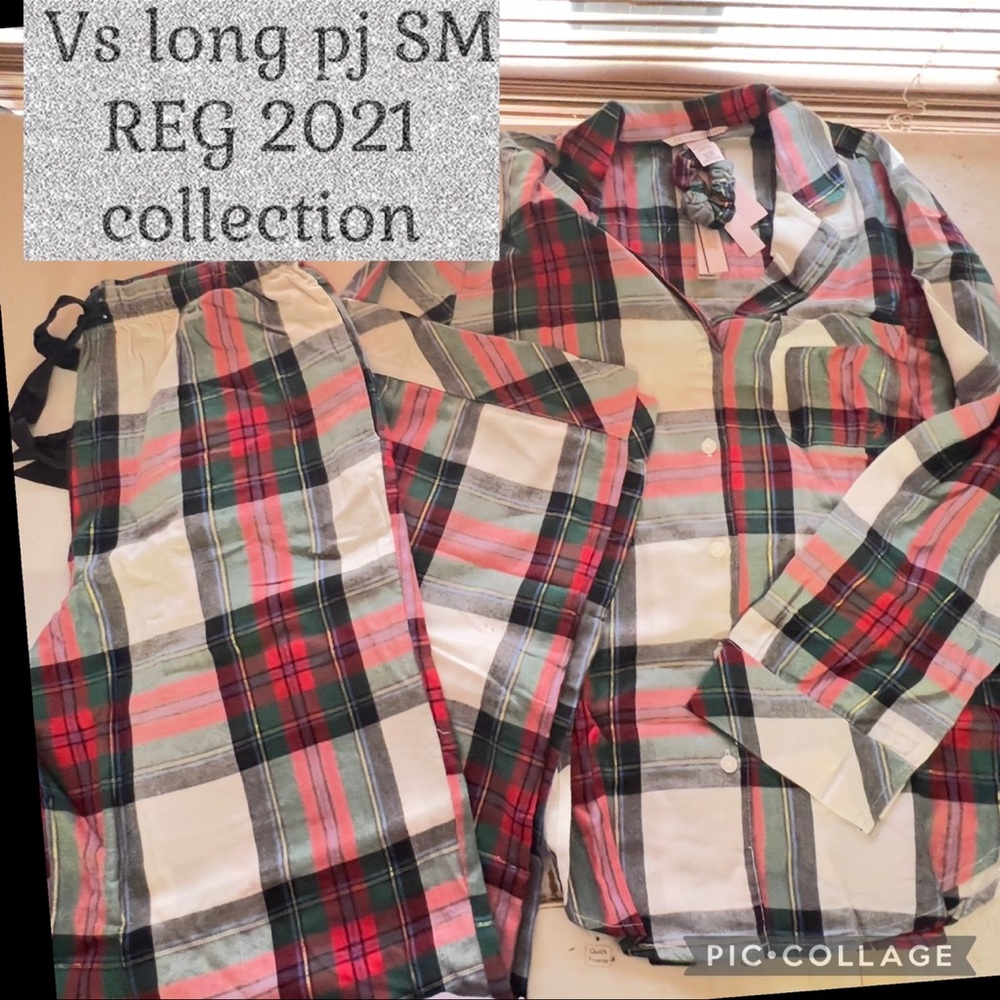 Victoria’s Secret flannel long PJ’S with scrunchie SM reg 2021 collection